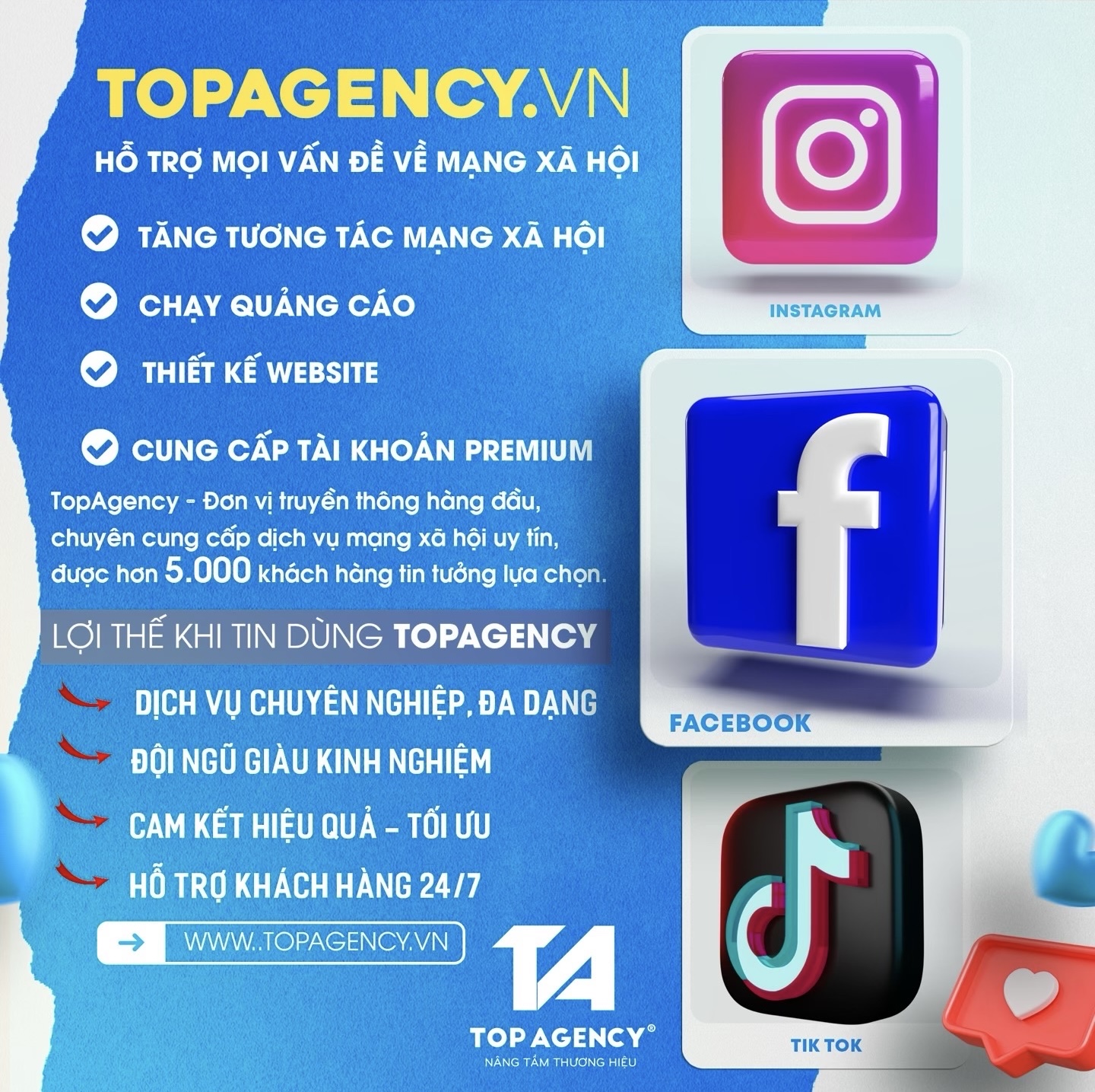 Topagency - Đội ngũ hỗ trợ mạng xã hội chuyên nghiệp